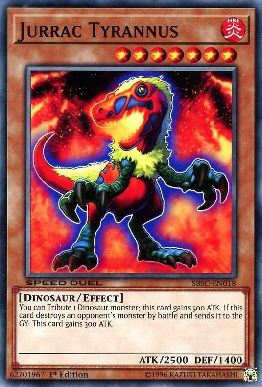 Jurrac Tyrannus SBSC-EN018 card from Speed Duel: Scars of Battle