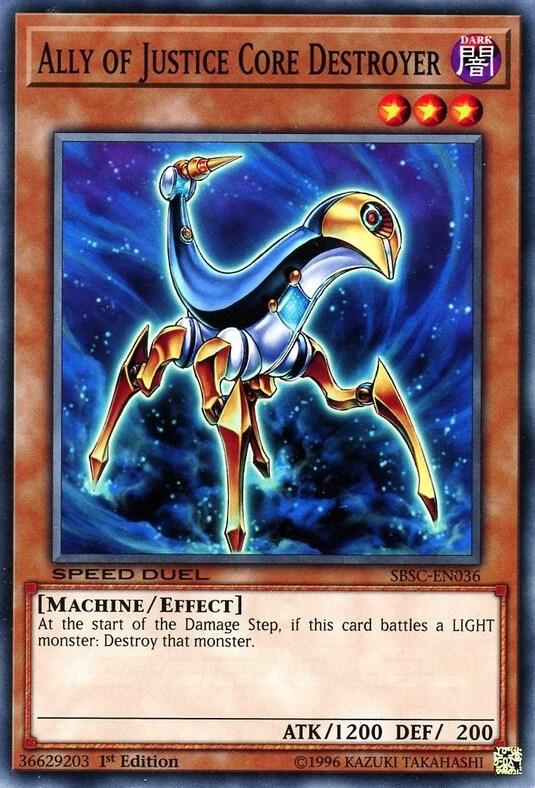 Ally of Justice Core Destroyer SBSC-EN036 card from Speed Duel: Scars of Battle