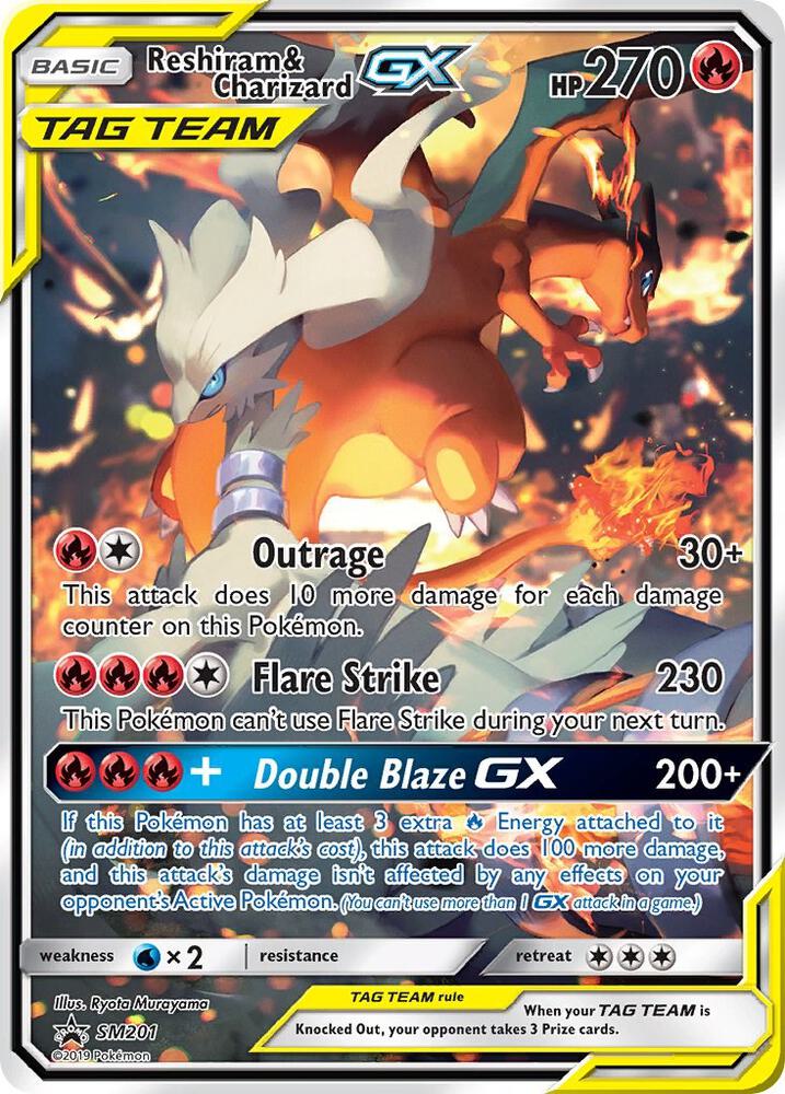 Reshiram & Charizard GX SM201 card from SM Promos