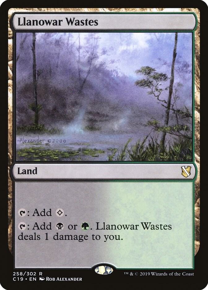Llanowar Wastes 258 card from Commander 2019