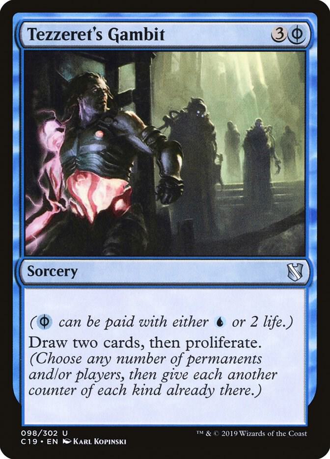 Tezzeret's Gambit 98 card from Commander 2019
