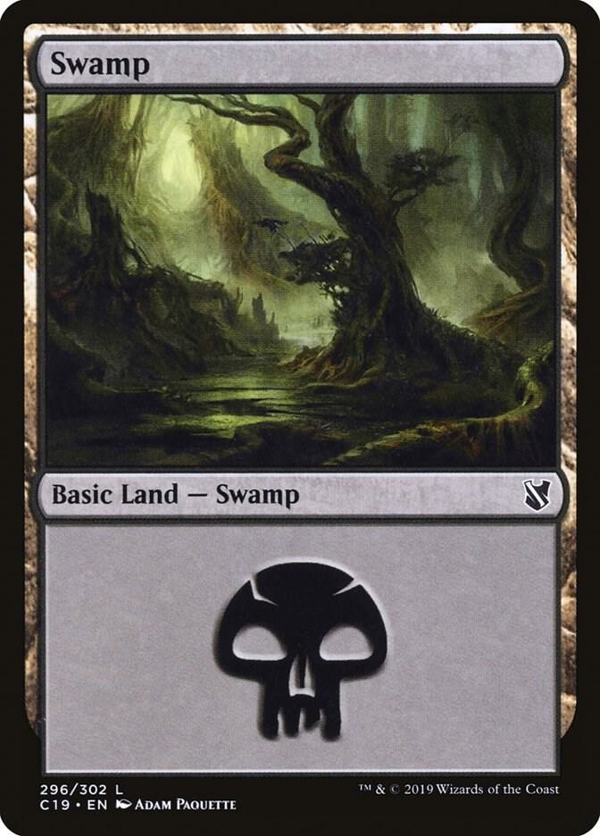 Swamp 296 card from Commander 2019