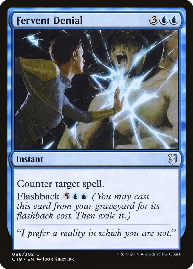 Fervent Denial 86 card from Commander 2019