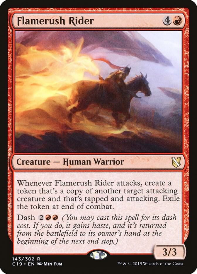 Flamerush Rider 143 card from Commander 2019