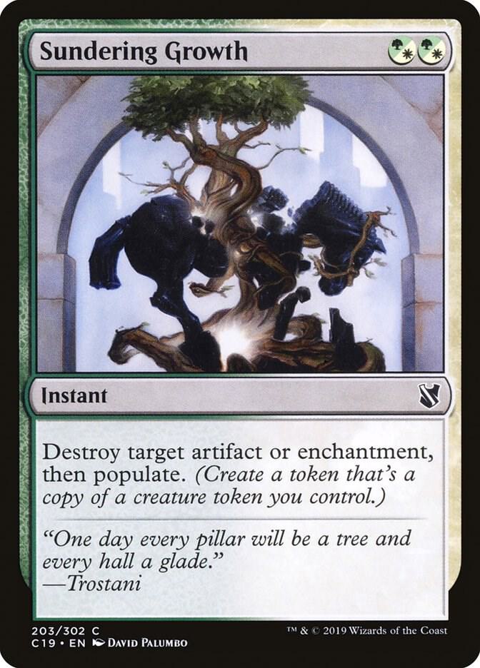 Sundering Growth 203 card from Commander 2019