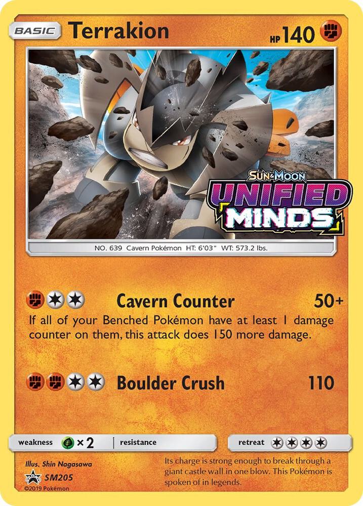Terrakion (Prerelease) SM205 card from SM Promos