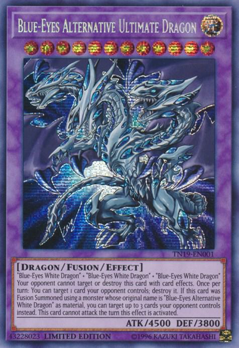 Blue-Eyes Alternative Ultimate Dragon TN19-EN001 card from 2019 Gold Sarcophagus Tin