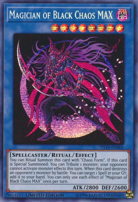 Magician of Black Chaos MAX TN19-EN002 card from 2019 Gold Sarcophagus Tin