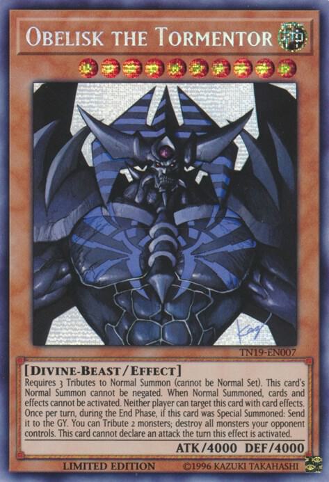 Obelisk the Tormentor TN19-EN007 card from 2019 Gold Sarcophagus Tin