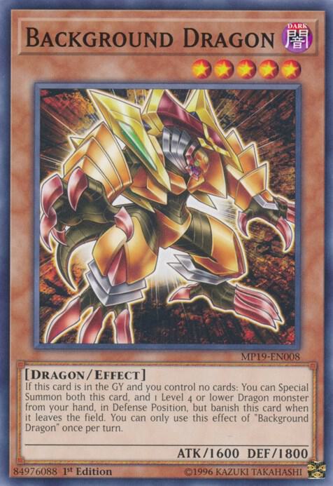 Background Dragon MP19-EN008 card from 2019 Gold Sarcophagus Tin Mega Pack