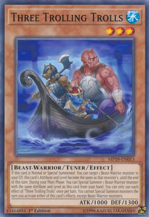 Three Trolling Trolls MP19-EN015 card from 2019 Gold Sarcophagus Tin Mega Pack