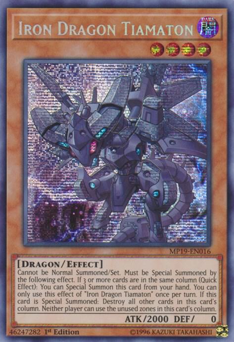 Iron Dragon Tiamaton MP19-EN016 card from 2019 Gold Sarcophagus Tin Mega Pack