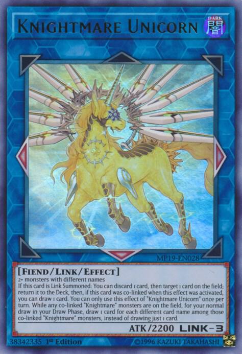 Knightmare Unicorn MP19-EN028 card from 2019 Gold Sarcophagus Tin Mega Pack