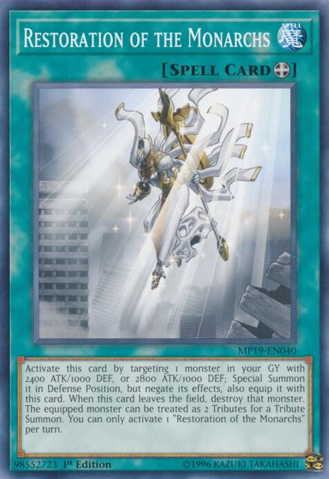 Restoration of the Monarchs MP19-EN040 card from 2019 Gold Sarcophagus Tin Mega Pack