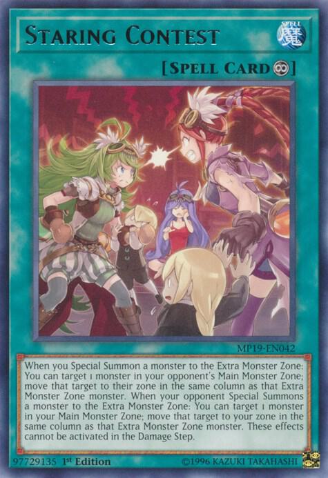 Staring Contest MP19-EN042 card from 2019 Gold Sarcophagus Tin Mega Pack
