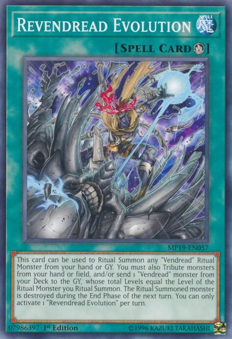 Revendread Evolution MP19-EN057 card from 2019 Gold Sarcophagus Tin Mega Pack