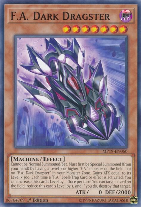 F.A. Dark Dragster MP19-EN060 card from 2019 Gold Sarcophagus Tin Mega Pack