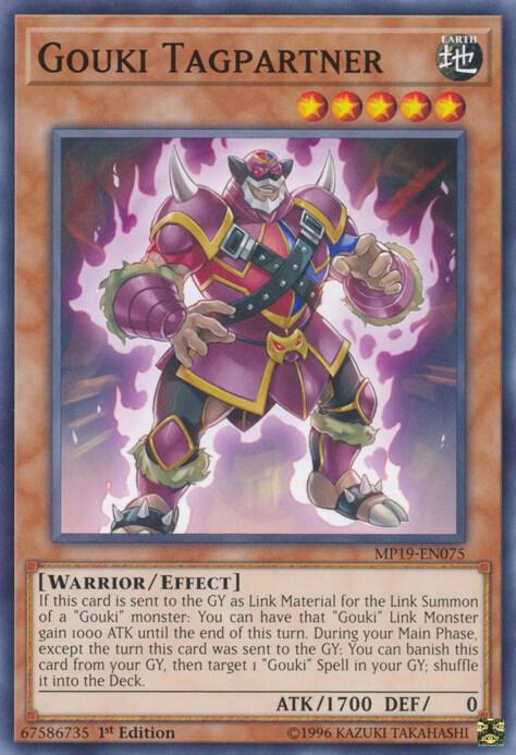 Gouki Tagpartner MP19-EN075 card from 2019 Gold Sarcophagus Tin Mega Pack