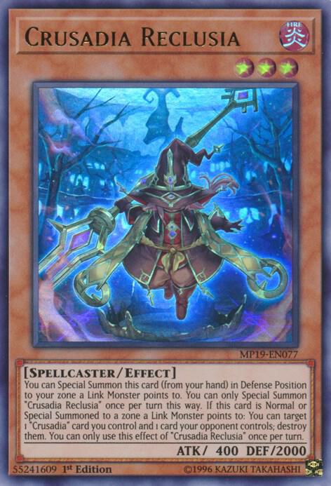 Crusadia Reclusia MP19-EN077 card from 2019 Gold Sarcophagus Tin Mega Pack