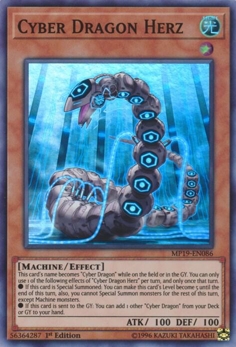 Cyber Dragon Herz MP19-EN086 card from 2019 Gold Sarcophagus Tin Mega Pack