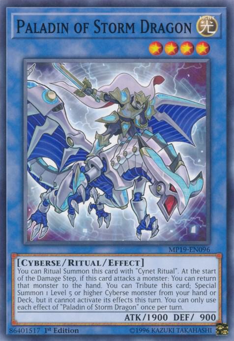 Paladin of Storm Dragon MP19-EN096 card from 2019 Gold Sarcophagus Tin Mega Pack