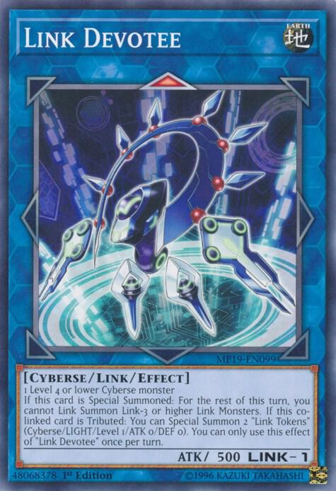Link Devotee MP19-EN099 card from 2019 Gold Sarcophagus Tin Mega Pack
