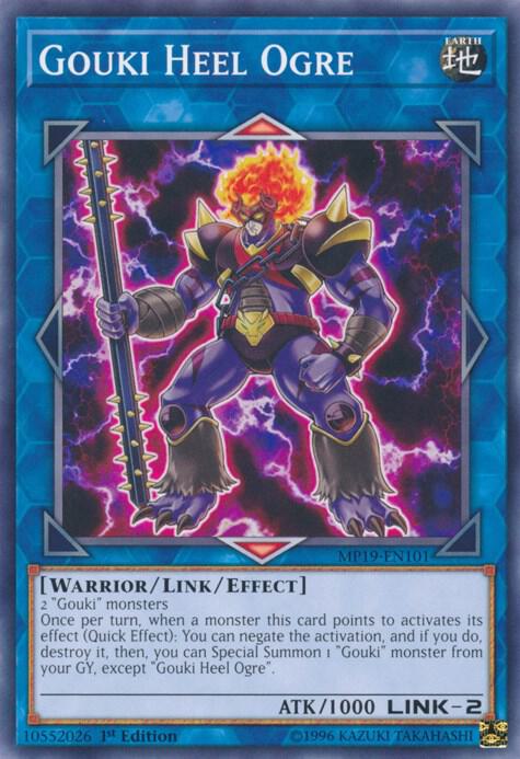 Gouki Heel Ogre MP19-EN101 card from 2019 Gold Sarcophagus Tin Mega Pack