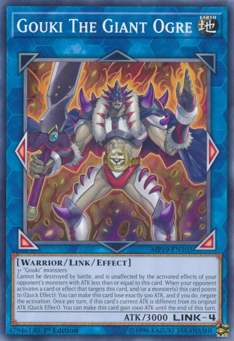 Gouki The Giant Ogre MP19-EN102 card from 2019 Gold Sarcophagus Tin Mega Pack