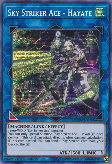 Sky Striker Ace - Hayate MP19-EN109 card from 2019 Gold Sarcophagus Tin Mega Pack
