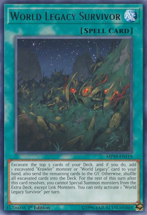 World Legacy Survivor MP19-EN119 card from 2019 Gold Sarcophagus Tin Mega Pack