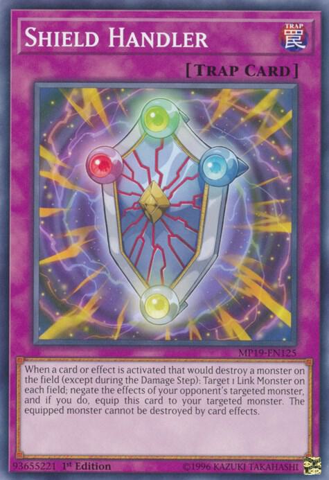 Shield Handler MP19-EN125 card from 2019 Gold Sarcophagus Tin Mega Pack