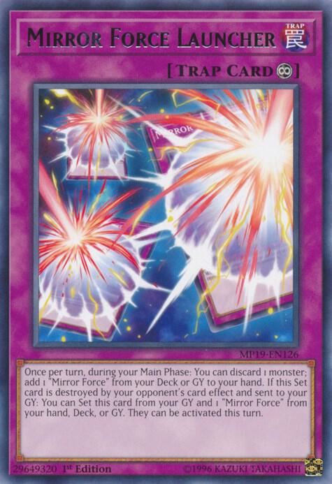 Mirror Force Launcher MP19-EN126 card from 2019 Gold Sarcophagus Tin Mega Pack