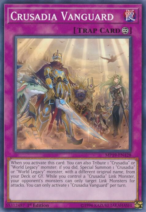Crusadia Vanguard MP19-EN128 card from 2019 Gold Sarcophagus Tin Mega Pack