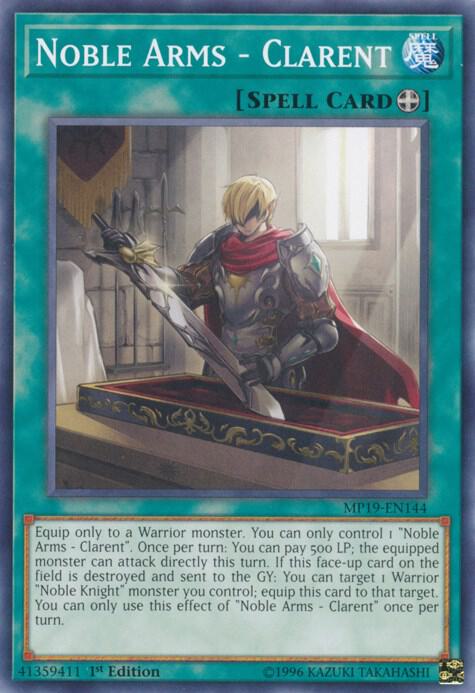 Noble Arms - Clarent MP19-EN144 card from 2019 Gold Sarcophagus Tin Mega Pack