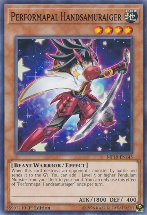 Performapal Handsamuraiger MP19-EN145 card from 2019 Gold Sarcophagus Tin Mega Pack