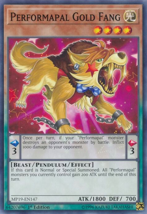 Performapal Gold Fang MP19-EN147 card from 2019 Gold Sarcophagus Tin Mega Pack