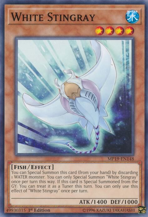 White Stingray MP19-EN148 card from 2019 Gold Sarcophagus Tin Mega Pack