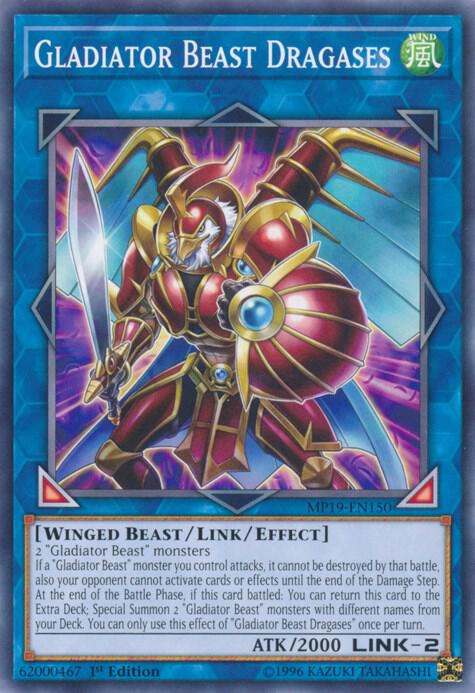 Gladiator Beast Dragases MP19-EN150 card from 2019 Gold Sarcophagus Tin Mega Pack