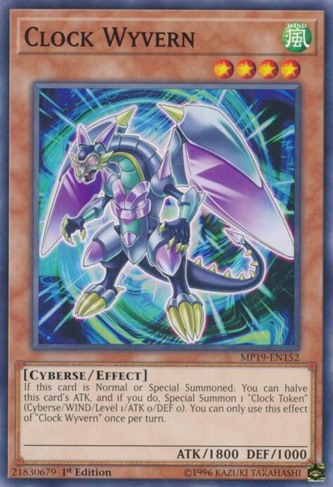 Clock Wyvern MP19-EN152 card from 2019 Gold Sarcophagus Tin Mega Pack
