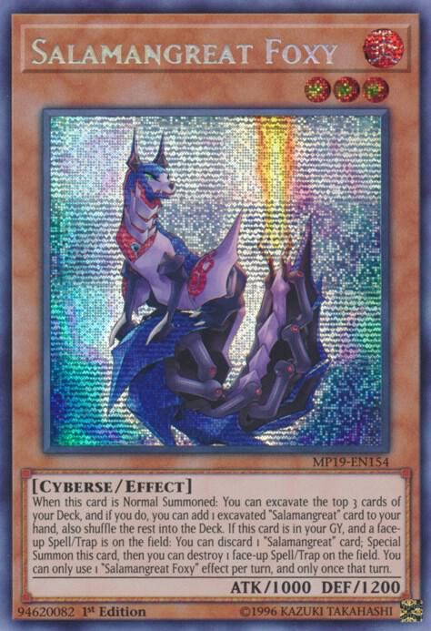 Salamangreat Foxy MP19-EN154 card from 2019 Gold Sarcophagus Tin Mega Pack