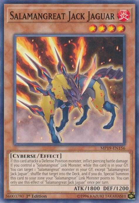 Salamangreat Jack Jaguar MP19-EN156 card from 2019 Gold Sarcophagus Tin Mega Pack