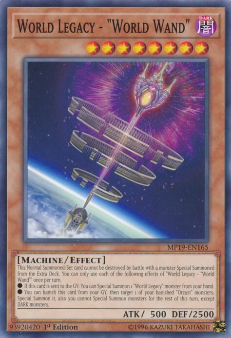 World Legacy - "World Wand" MP19-EN165 card from 2019 Gold Sarcophagus Tin Mega Pack