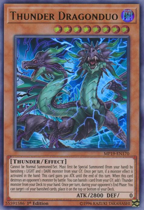 Thunder Dragonduo MP19-EN170 card from 2019 Gold Sarcophagus Tin Mega Pack