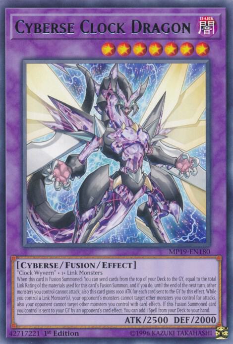 Cyberse Clock Dragon MP19-EN180 card from 2019 Gold Sarcophagus Tin Mega Pack