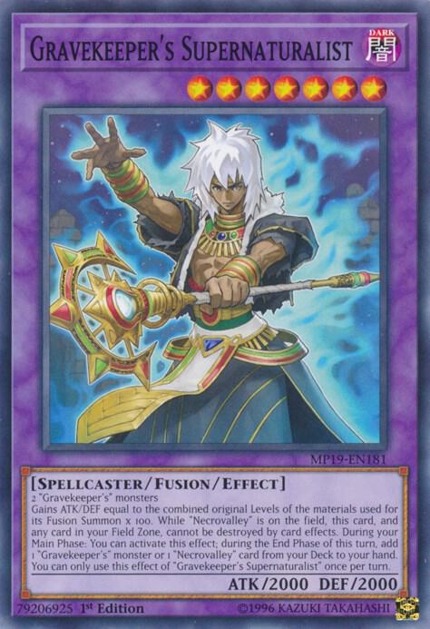 Gravekeeper's Supernaturalist MP19-EN181 card from 2019 Gold Sarcophagus Tin Mega Pack