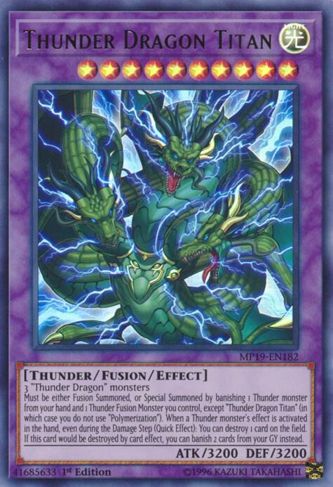 Thunder Dragon Titan MP19-EN182 card from 2019 Gold Sarcophagus Tin Mega Pack