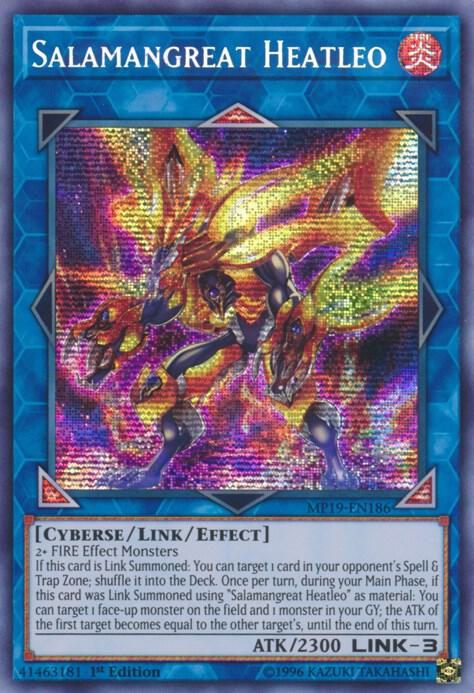 Salamangreat Heatleo MP19-EN186 card from 2019 Gold Sarcophagus Tin Mega Pack