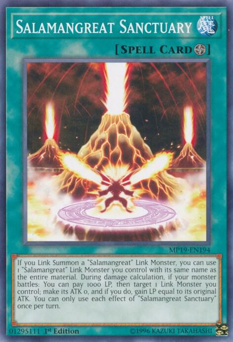 Salamangreat Sanctuary MP19-EN194 card from 2019 Gold Sarcophagus Tin Mega Pack