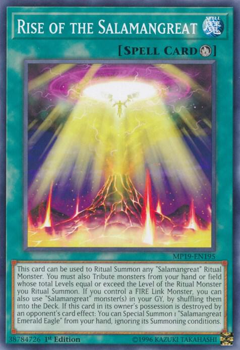 Rise of the Salamangreat MP19-EN195 card from 2019 Gold Sarcophagus Tin Mega Pack