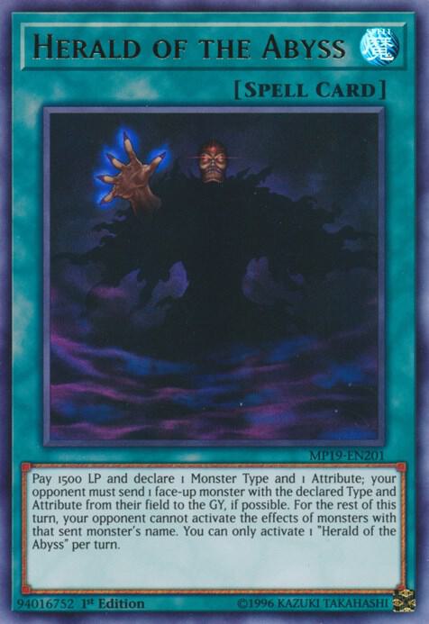 Herald of the Abyss MP19-EN201 card from 2019 Gold Sarcophagus Tin Mega Pack